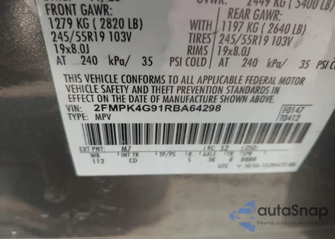 2024 Ford Edge Se z USA, uszkodzony, nr VIN 2FMPK4G91RBA64298